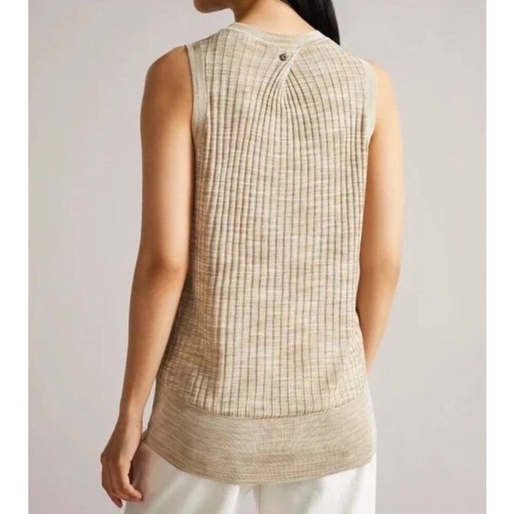 TED BAKER tan stretch Rayon Ribbed Tank sleeveless beige Kcate blouse top - Picture 2 of 13